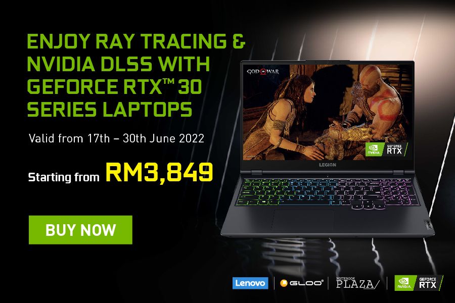 盡情享受光綫追蹤和DLSS! GEFORCE RTX™30 系列筆電熱銷中！