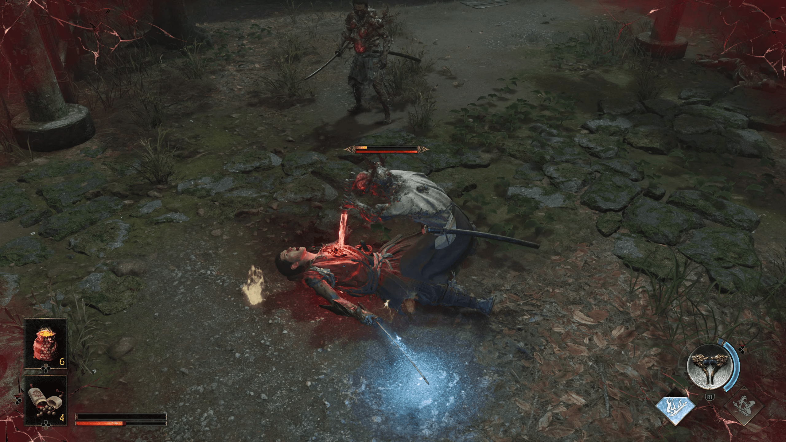 Onimusha_ Way of the Sword_20260825024113 戰鬥（粉光攻擊+格擋+連續一閃+招架偏移+氣焰+氣焰計量表+遠程一閃）+死亡畫面.webm - VLC media player 31_8_2026 18_51_26.png