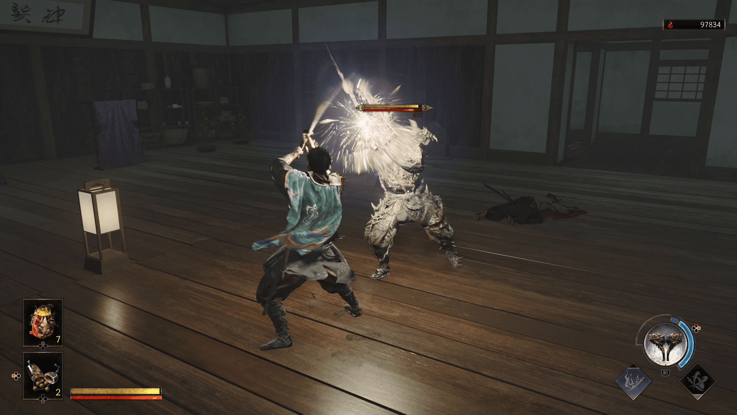 Onimusha_ Way of the Sword_20260827124655 戰鬥（彈開+對峙交鋒+鬼手破甲+弓箭debuff+看破閃+氣焰）.webm - VLC media player 31_8_2026 17_53_24.png
