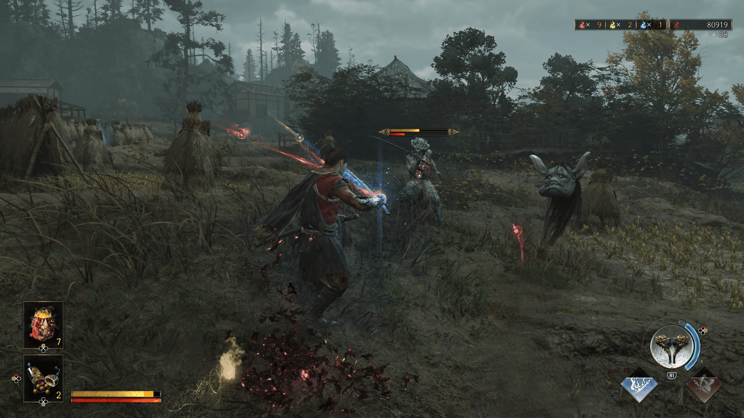 Onimusha_ Way of the Sword_20260827124655 戰鬥（彈開+對峙交鋒+鬼手破甲+弓箭debuff+看破閃+氣焰）.webm - VLC media player 31_8_2026 18_12_44.png
