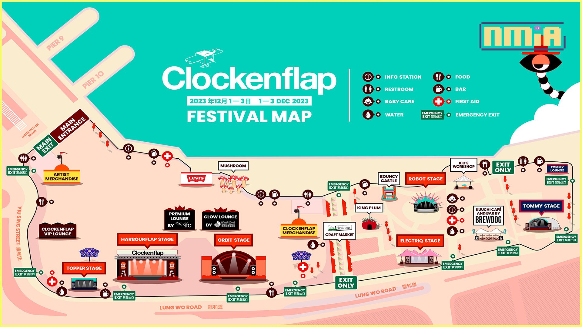 Clockenflap 音樂節地圖連同全數 精彩音樂、娛樂及藝術節目火熱出爐，誓於12月1-3日玩轉中環海濱 週六及週日單日門票正火速發售，預計將於11月底前全部售罄。