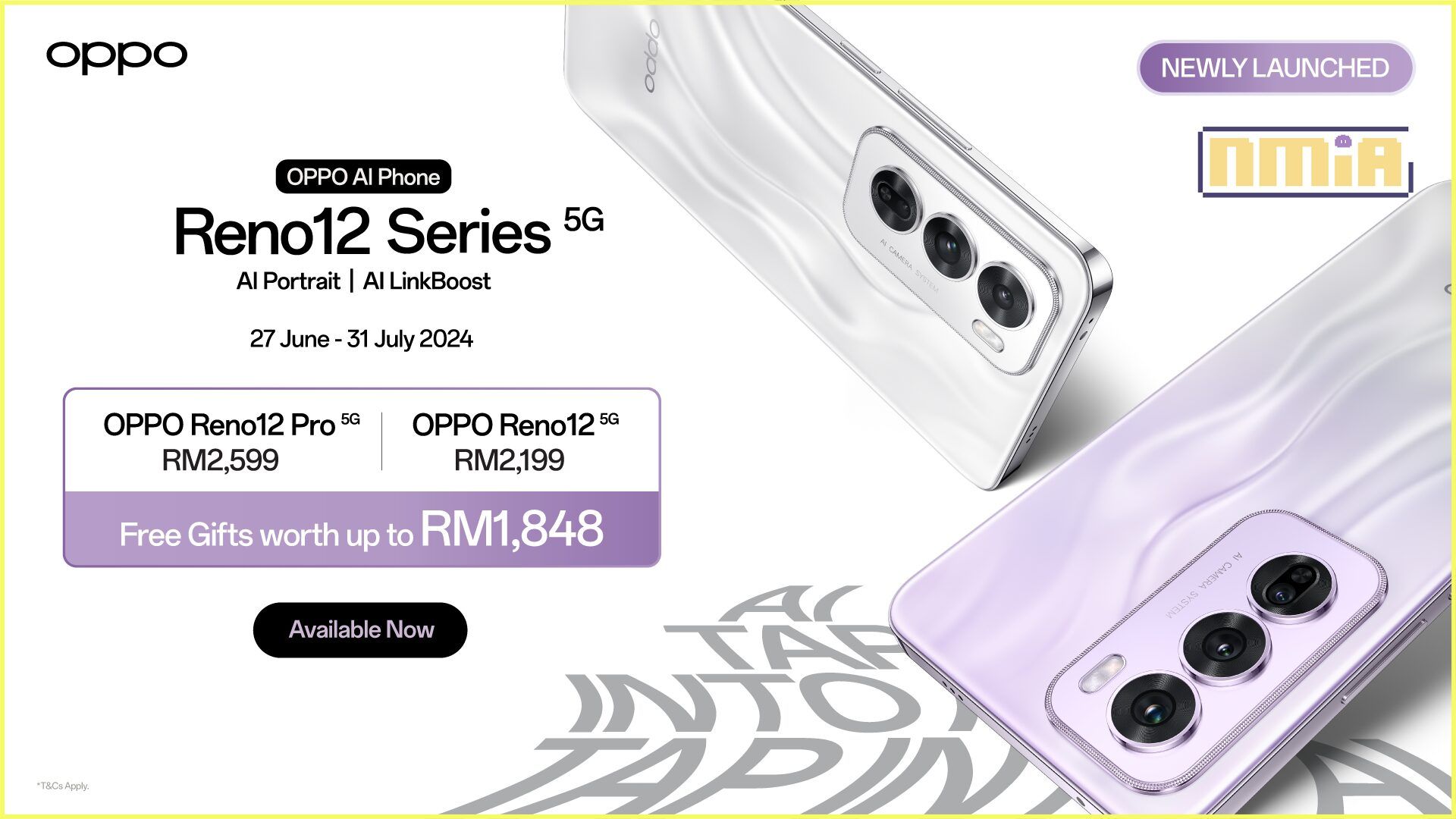 OPPO发布全新Reno12和Reno12 Pro，拥有先进的生成式人工智能功能、未来感流体设计及卓无与伦比的能效