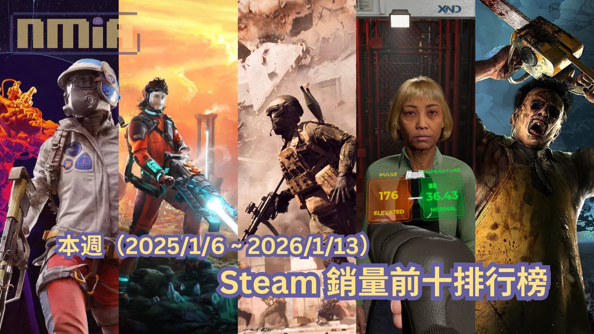 本週（2025/1/6 ~ 2026/1/13）Steam 銷量前十排行榜